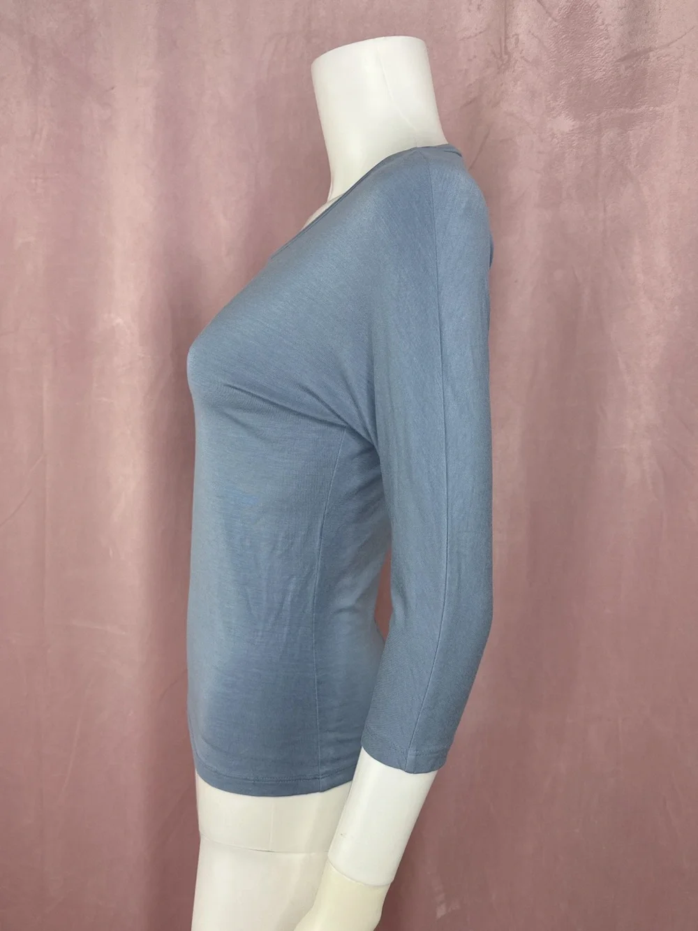 Max Mara Womens Blue Round Neck Jersey Knit Top Size Small Designer Stretch - Picture 2 of 6